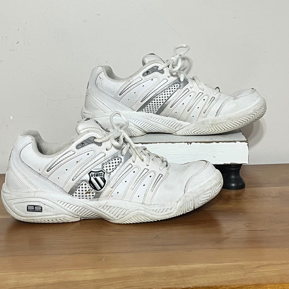 K-Swiss Defier RS Women 11 White Silver Tennis Shoes 92664102 LOW Shock Spring